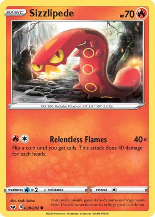 Sizzlipede (038/202) [Sword & Shield: Base Set] Reverse Holofoil