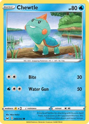 Chewtle (060/202) [Sword & Shield: Base Set] Reverse Holofoil