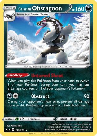 Galarian Obstagoon (119/202) [Sword & Shield: Base Set] Reverse Holofoil