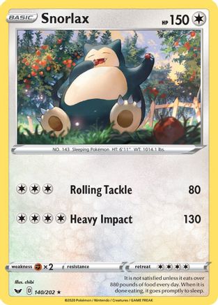 Snorlax (140/202) [Sword & Shield: Base Set] Reverse Holofoil