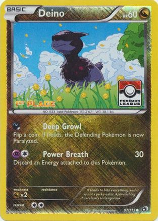 Deino (97/113) (League Promo 1st Place) [Black & White: Legendary Treasures] Reverse Holofoil