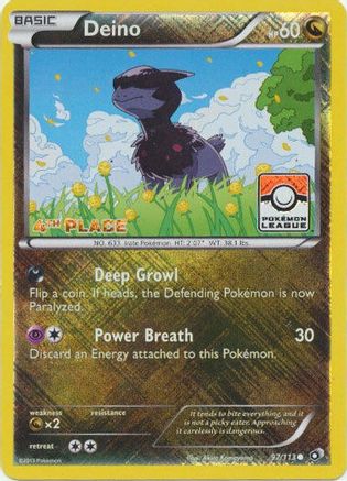 Deino (97/113) (League Promo 4th Place) [Black & White: Legendary Treasures] Reverse Holofoil