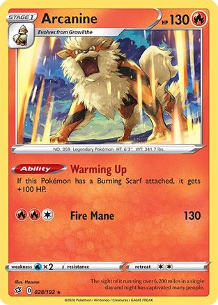 Arcanine (028/192) [Sword & Shield: Rebel Clash] Reverse Holofoil