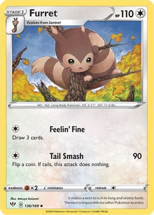 Furret (136/189) [Sword & Shield: Darkness Ablaze] Reverse Holofoil