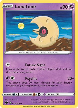 Lunatone (072/189) [Sword & Shield: Darkness Ablaze] Reverse Holofoil