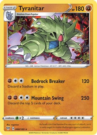 Tyranitar (088/189) [Sword & Shield: Darkness Ablaze] Reverse Holofoil
