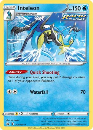 Inteleon (043/198) [Sword & Shield: Chilling Reign] Reverse Holofoil