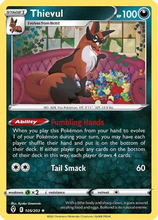 Thievul (105/203) [Sword & Shield: Evolving Skies] Reverse Holofoil