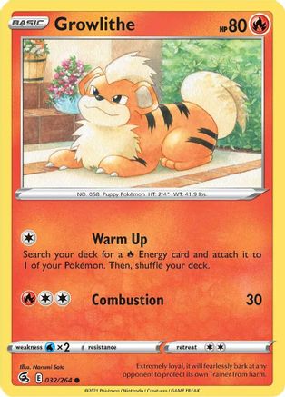 Growlithe (032/264) [Sword & Shield: Fusion Strike] Reverse Holofoil
