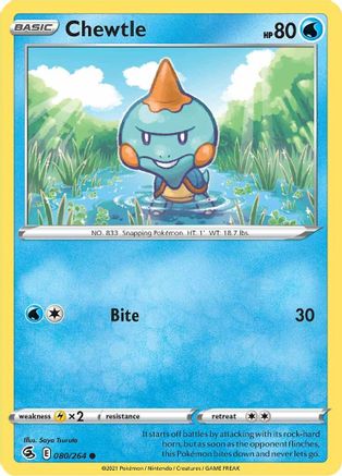 Chewtle (080/264) [Sword & Shield: Fusion Strike] Reverse Holofoil