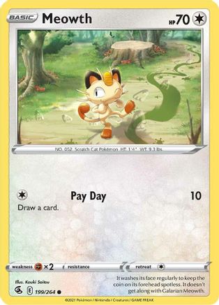 Meowth (199/264) [Sword & Shield: Fusion Strike] Reverse Holofoil