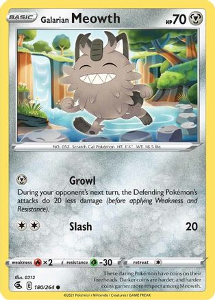 Galarian Meowth (180/264) [Sword & Shield: Fusion Strike] Reverse Holofoil