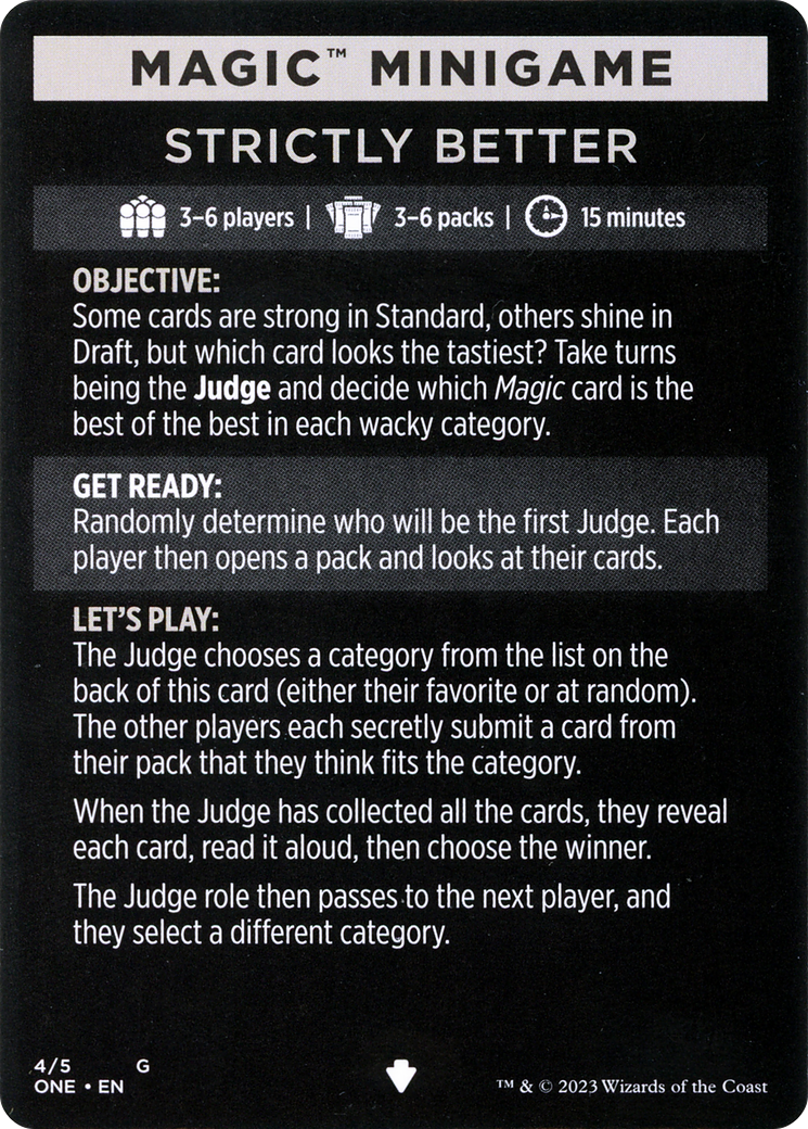 Strictly Better // Strictly Better (cont'd)  [Phyrexia: All Will Be One Minigames]