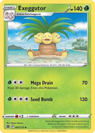 Exeggutor (002/172) [Sword & Shield: Brilliant Stars] Reverse Holofoil