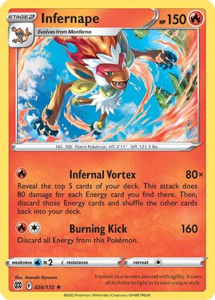 Infernape (026/172) [Sword & Shield: Brilliant Stars] Reverse Holofoil