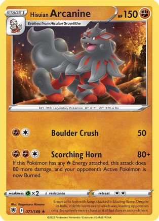 Hisuian Arcanine (071/189) [Sword & Shield: Astral Radiance] Reverse Holofoil