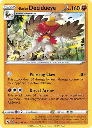Hisuian Decidueye (082/189) [Sword & Shield: Astral Radiance] Reverse Holofoil