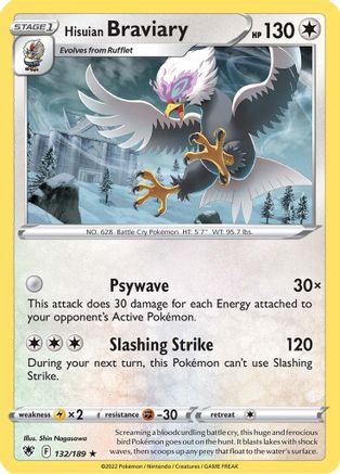 Hisuian Braviary (132/189) [Sword & Shield: Astral Radiance] Reverse Holofoil