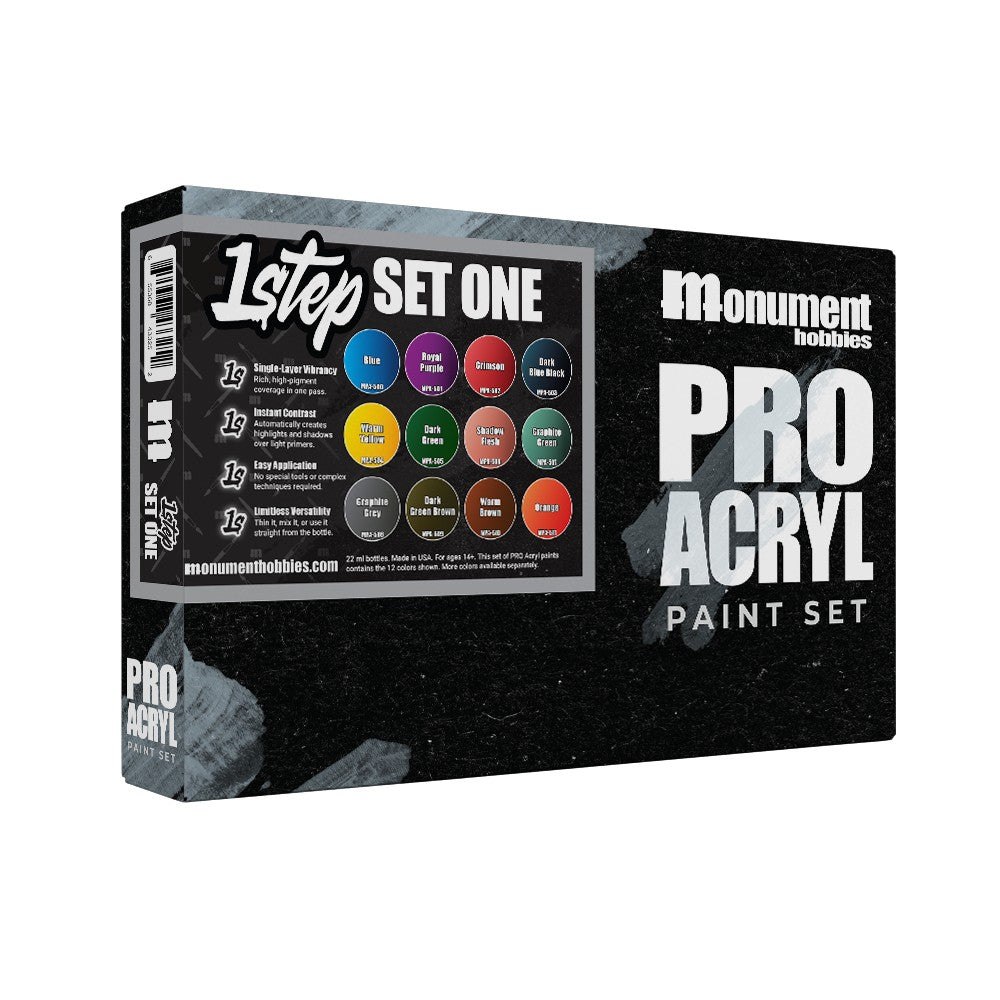 Monument Hobbies - Pro Acryl 1 Step Paint Set One - 12 Colors