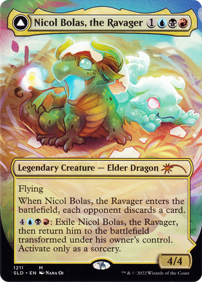 Nicol Bolas, the Ravager // Nicol Bolas, the Arisen (Display Commander) (Borderless) [Secret Lair: From Cute to Brute] Foil