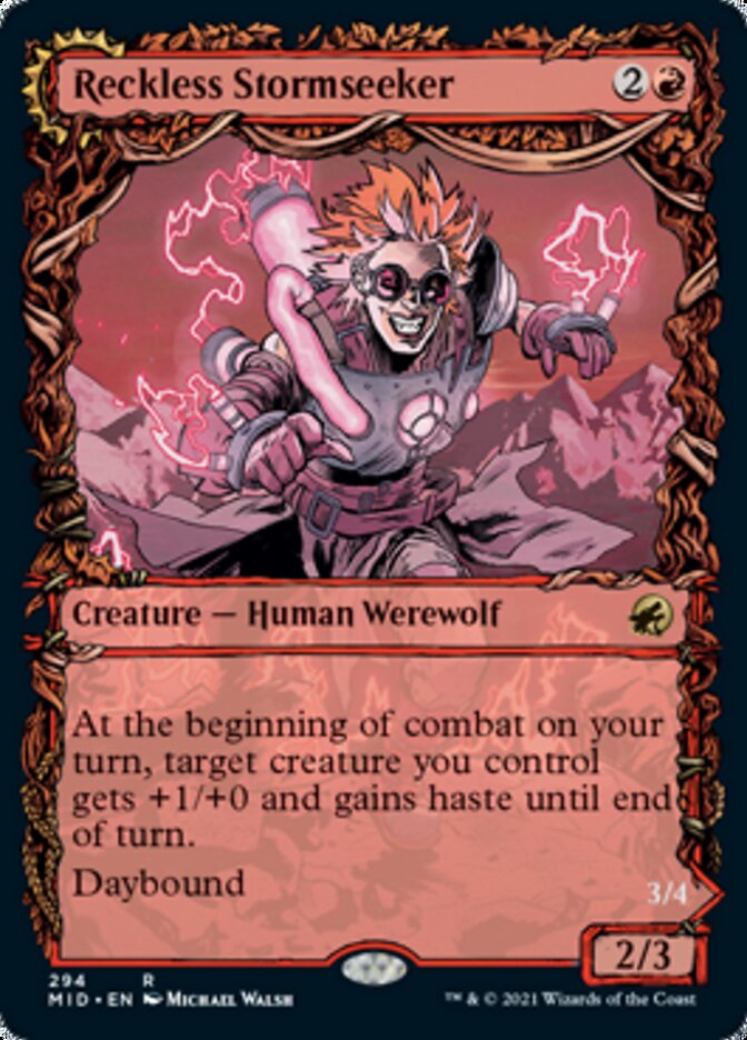 Reckless Stormseeker // Storm-Charged Slasher (Showcase Equinox) [Innistrad: Midnight Hunt] Foil