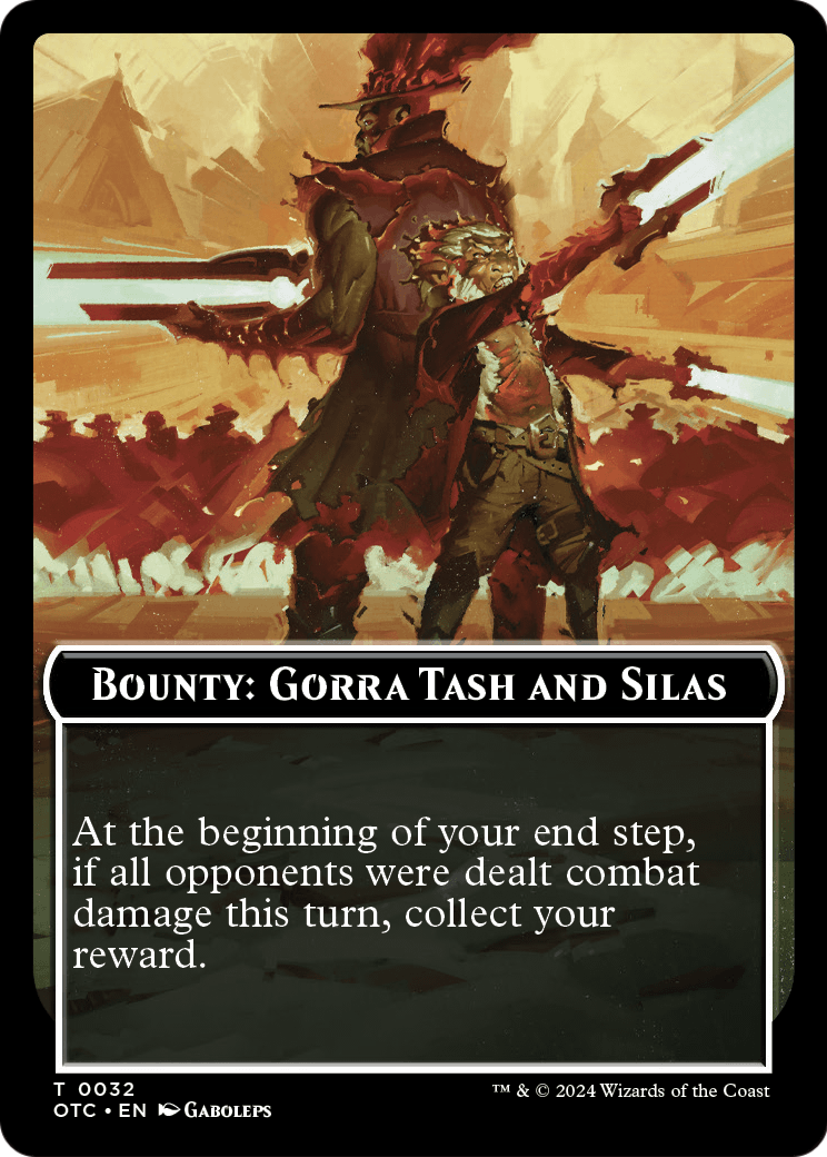 Bounty: Gorra Tash and Silas // Wanted!  [Outlaws of Thunder Junction Commander Tokens]