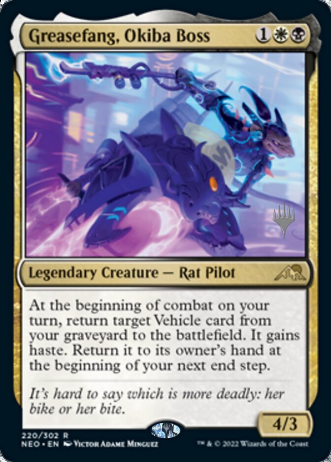 Greasefang, Okiba Boss (Promo Pack) [Kamigawa: Neon Dynasty Promos] Foil