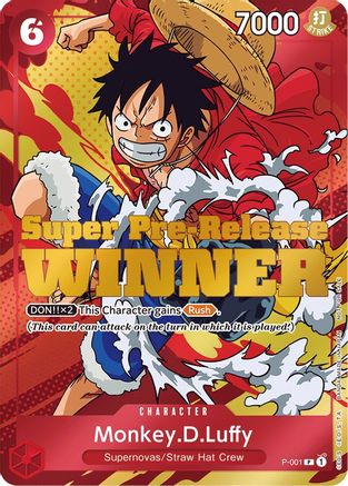 Monkey.D.Luffy (Super Pre-Release) [Winner] (P-001) - [One Piece Promotion Cards] Foil