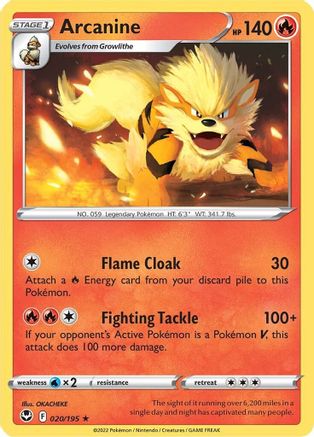 Arcanine (020/195) [Sword & Shield: Silver Tempest] Reverse Holofoil
