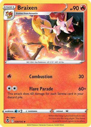 Braixen (026/195) [Sword & Shield: Silver Tempest] Reverse Holofoil