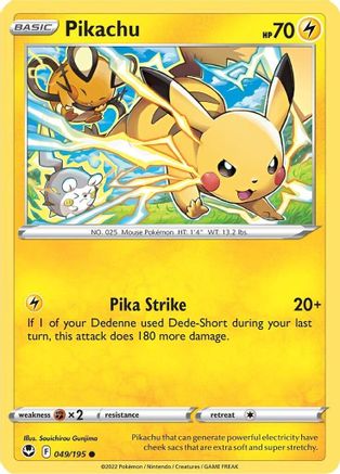Pikachu (049/195) [Sword & Shield: Silver Tempest] Reverse Holofoil