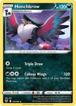 Honchkrow (107/195) [Sword & Shield: Silver Tempest] Reverse Holofoil