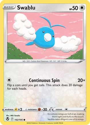 Swablu (142/195) [Sword & Shield: Silver Tempest] Reverse Holofoil
