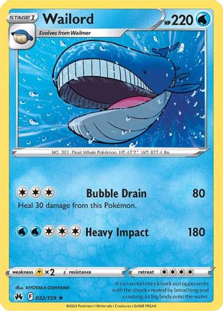 Wailord (032/159) [Sword & Shield: Crown Zenith] Reverse Holofoil