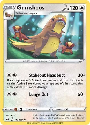 Gumshoos (118/159) [Sword & Shield: Crown Zenith] Reverse Holofoil