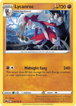 Lycanroc (074/159) [Sword & Shield: Crown Zenith] Reverse Holofoil