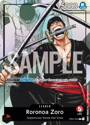 Roronoa Zoro - OP01-001 (Alternate Art) (OP01-001) - [One Piece Promotion Cards] Foil