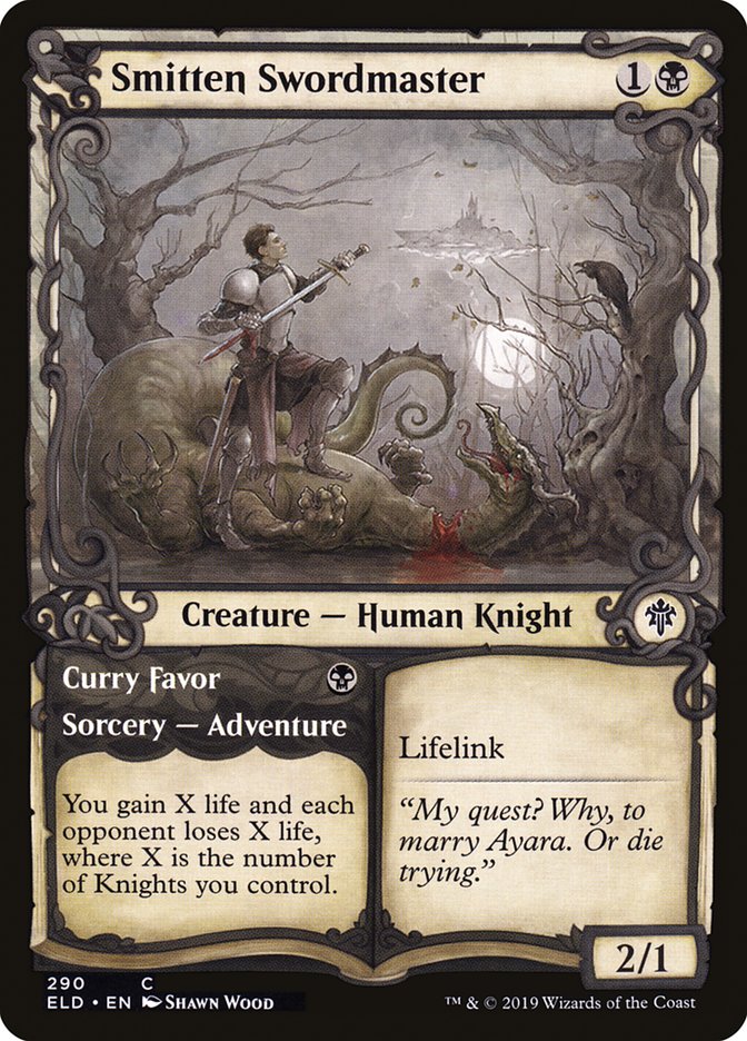 Smitten Swordmaster // Curry Favor (Showcase) [Throne of Eldraine] Foil
