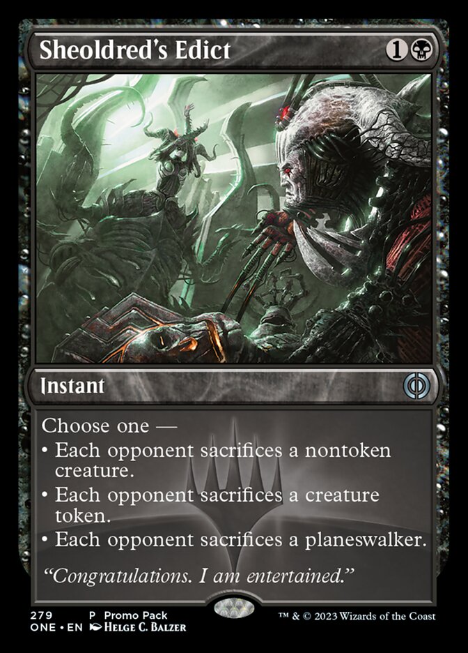 Sheoldred's Edict (Promo Pack) [Phyrexia: All Will Be One Promos] Foil