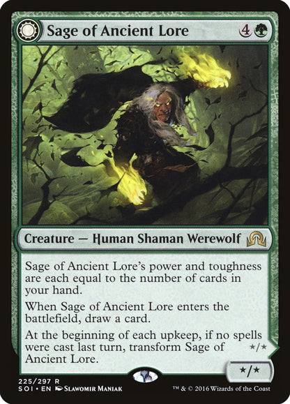 Sage of Ancient Lore // Werewolf of Ancient Hunger [Shadows over Innistrad] Foil