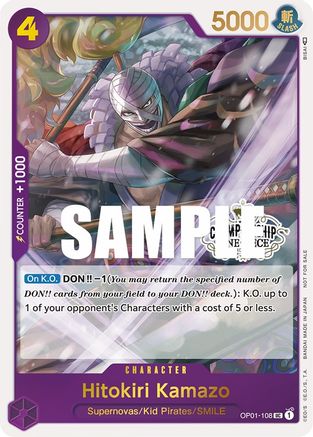 Hitokiri Kamazo (Store Championship Participation Pack) (OP01-108) - [One Piece Promotion Cards] Foil