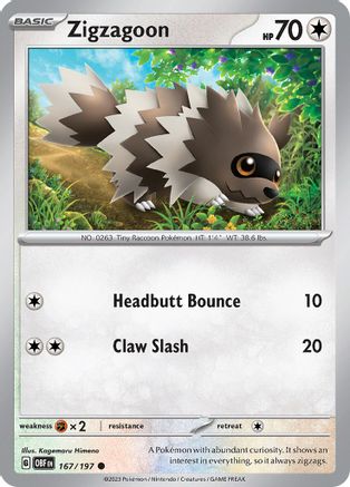 Zigzagoon (167/197) [Scarlet & Violet: Obsidian Flames] Reverse Holofoil