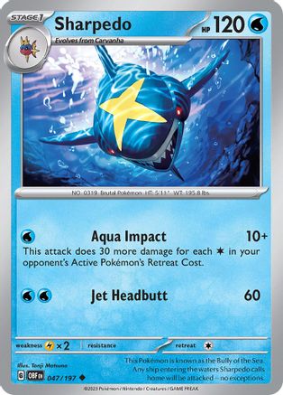 Sharpedo (047/197) [Scarlet & Violet: Obsidian Flames] Reverse Holofoil