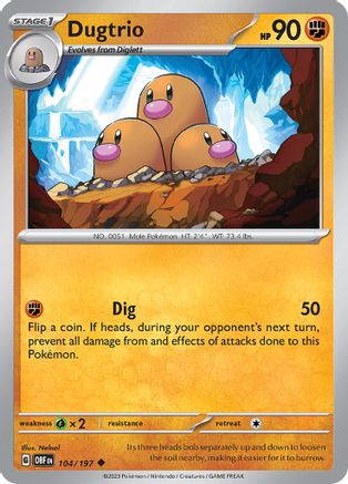 Dugtrio (104/197) [Scarlet & Violet: Obsidian Flames] Reverse Holofoil