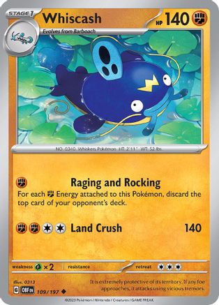 Whiscash (109/197) [Scarlet & Violet: Obsidian Flames] Reverse Holofoil