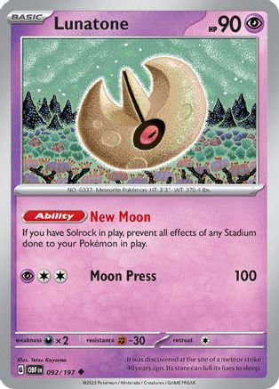 Lunatone (092/197) [Scarlet & Violet: Obsidian Flames] Reverse Holofoil