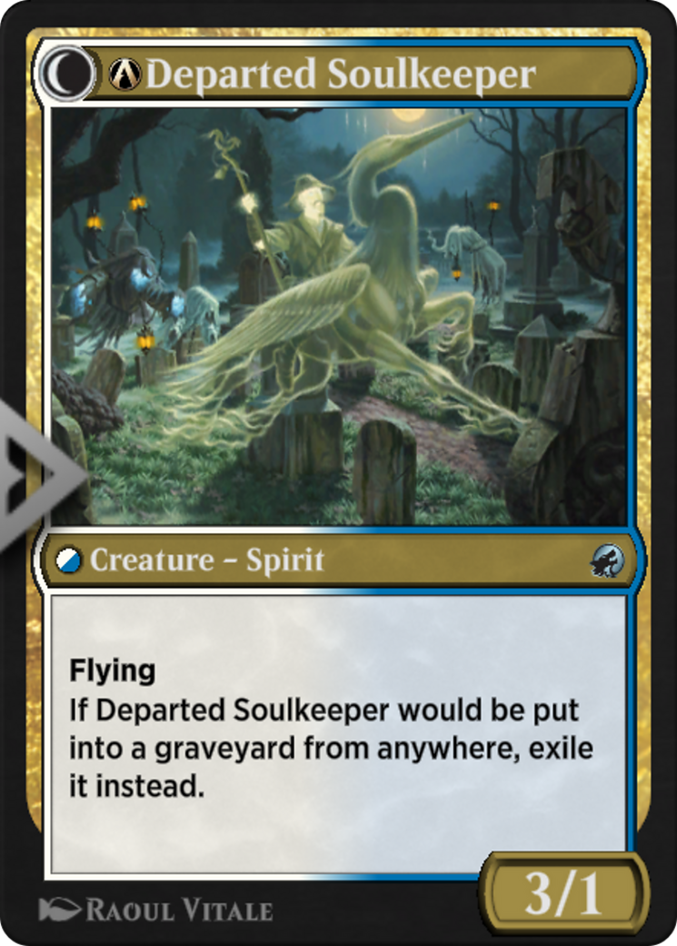 A-Devoted Grafkeeper // A-Departed Soulkeeper  [Innistrad: Midnight Hunt]: (Double Faced Transform)