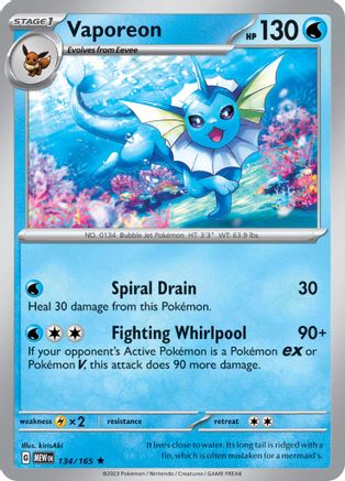 Vaporeon (134/165) [Scarlet & Violet 151] Reverse Holofoil