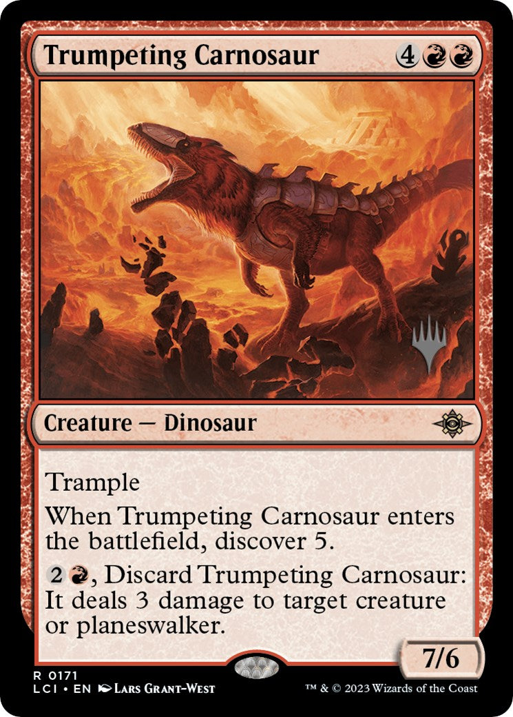 Trumpeting Carnosaur (Promo Pack) [The Lost Caverns of Ixalan Promos] Foil