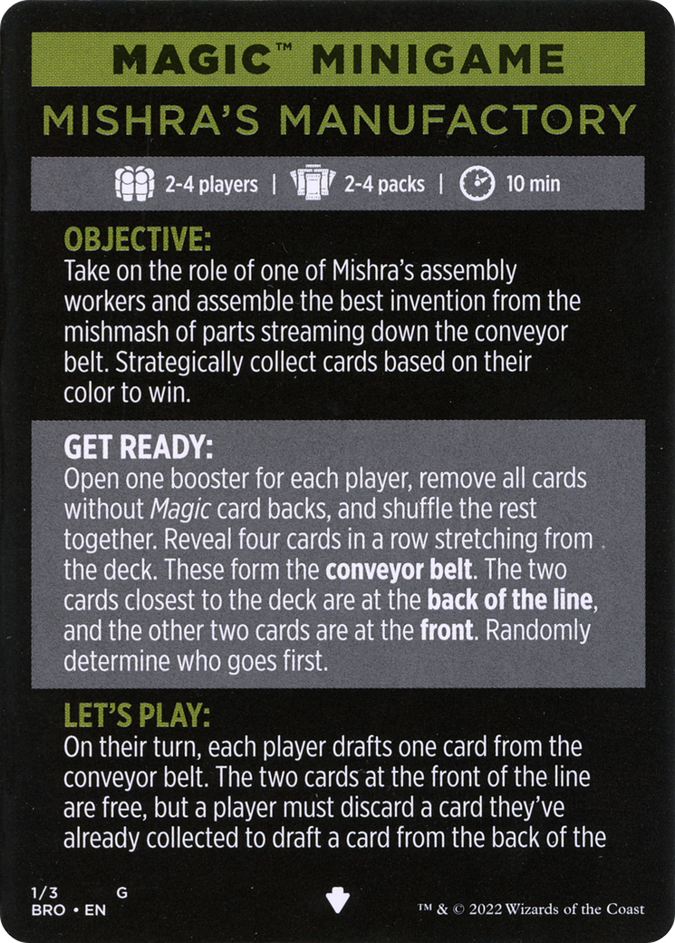 Mishra's Manufactory // Mishra's Manufactory (cont'd)  [The Brothers' War Minigames]
